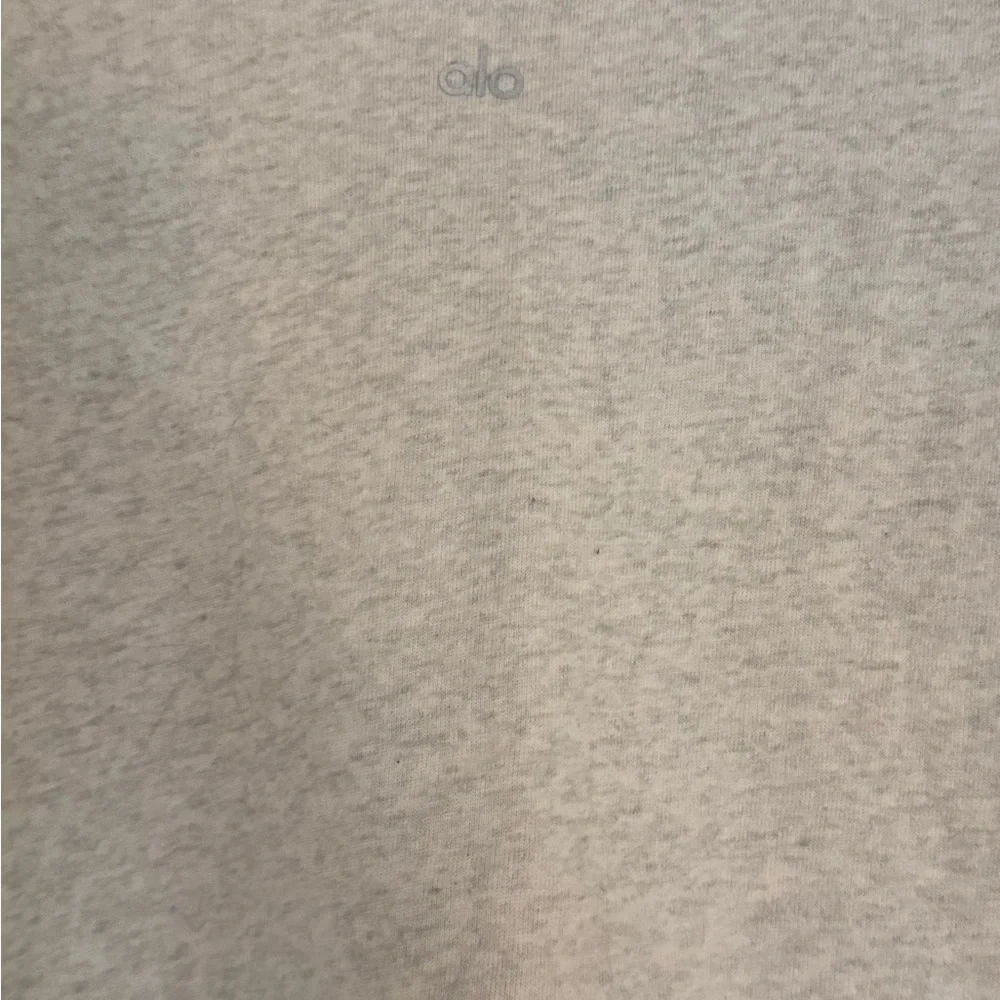 ALO Yoga Heather Gray Cropped Mesh V-Neck Top